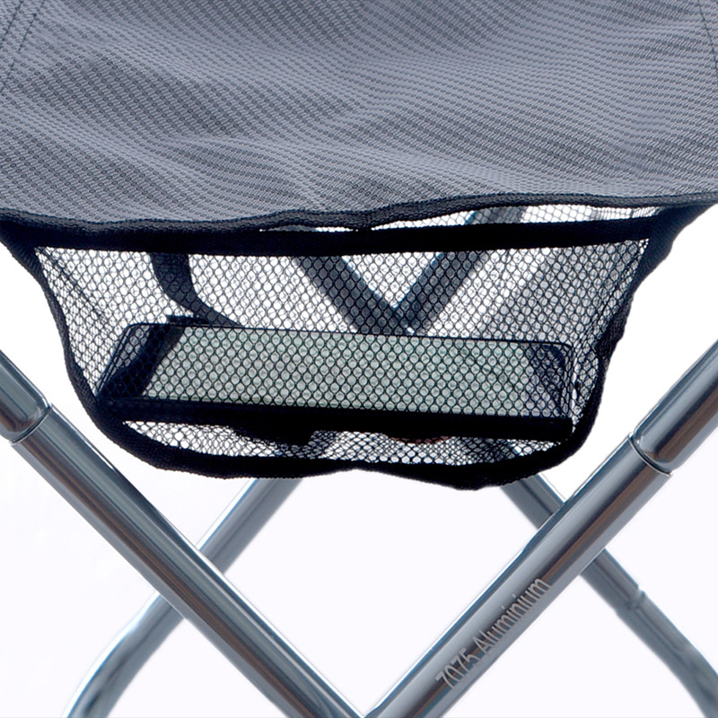 Folding Aluminum Alloy Camping Stool, 16 Inch Tall Large Size Portable Lightweight Stool Seat with Mesh Pocket & Carry Bag