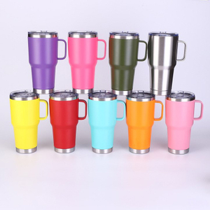 30oz Double Wall Stainless Steel Insulated Mug Tumbler With Handle and Lid, Travel Tumbler suitable for most car cupholder