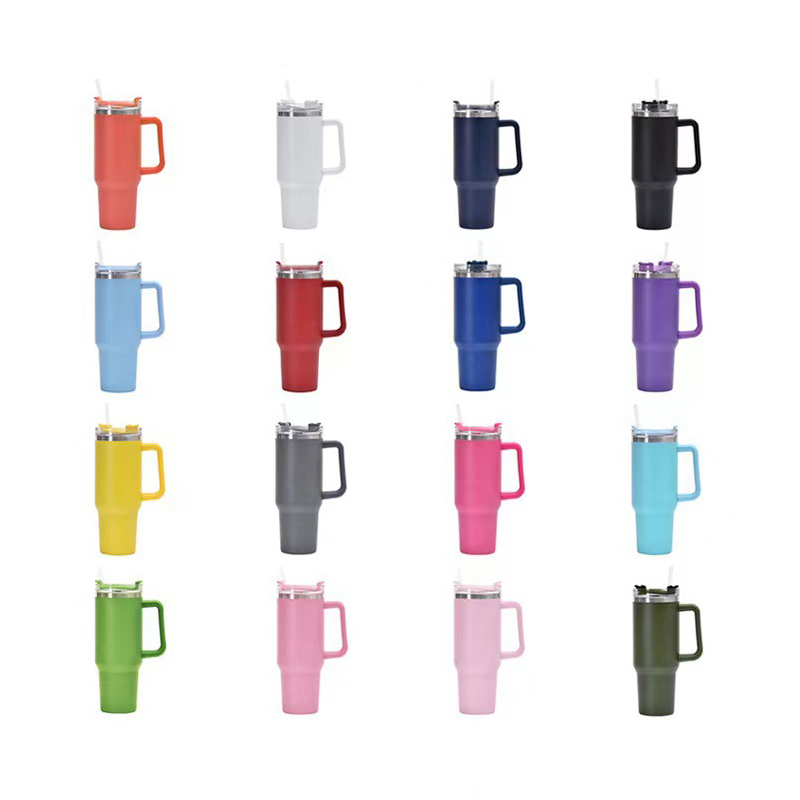 40oz Tumbler with Handle and Straw Lid, 100% Leak-proof Travel Mug, Double-wall Stainless Steel Insulated Cup For Beverages