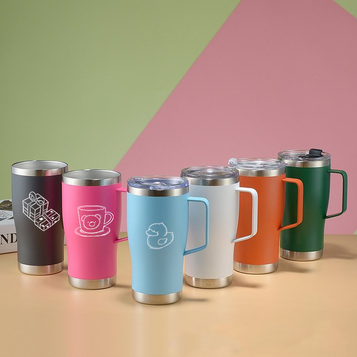 20oz. Powder Coated Stainless Steel Tumbler with Lid, Double Wall Vacuum Insulated Travel Mug Tumbler for travel