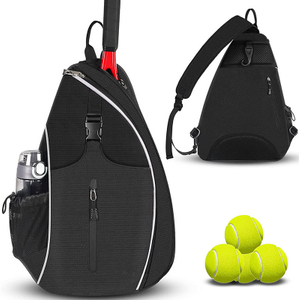 Sports Sling Bag Tennis Sling Backpack Crossbody Holds Tennis Badminton Squash Pickleball Racquets, Balls, and Other Accessories