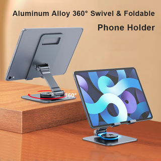 Sleek Aluminum Alloy Adjustable Foldable 360-degree Rotating Phone Stand for versatile, stable, and portable device support.