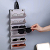 Travel Sunglasses Organizer Case PU Leather Hanging Foldable Eyeglasses Case With 6 Slots Multiple Pairs Glasses Storage Display