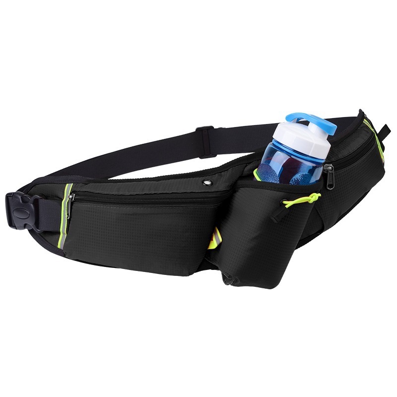 Hydration Fanny Pack, Running Belt Sports Waist Pack With Water Bottle Holder & Earphone Hole, Reflective Stripes, Adjustable Strap
