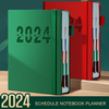 2024 Hardcover Classic Vertical Stripes Pattern PU 365 Daily Planner Schedule Notebook Agenda Journal - A5, Elastic Strap Closure