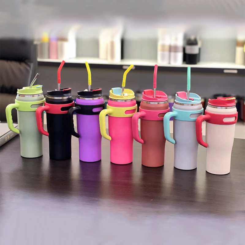 40oz Stainless Steel Travel Tumbler with Handle, Lid and Straw, Large Capacity Insulated Water Bottle, Thermal Travel Coffee Mug