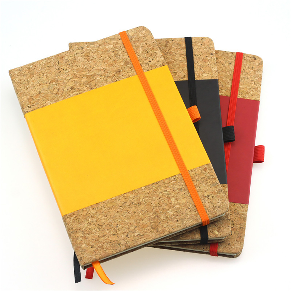 A5 PU Leather + Soft Cork Cover Notebook With Pen Loop