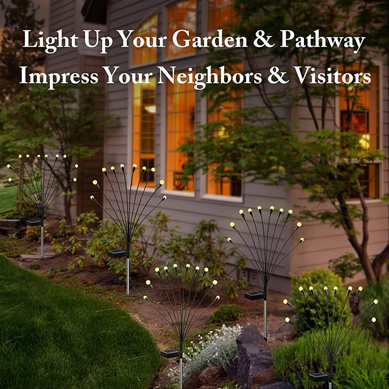 6 LED Solar Powered Firefly Lights, Waterproof Starburst Swaying Garden Lights for Yard Patio Path Landscape Decorative Lights
