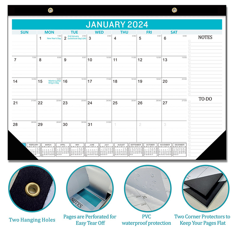 2024 Wall Hanging Calendar With Perforated Lines - 18 Months Large Academic Monthly Calendar from Jan. 2024 to Jun. 2025