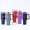 Large Capacity Leakproof 40oz Double Wall Plastic Tumbler With Handle and Matching Slide Lid