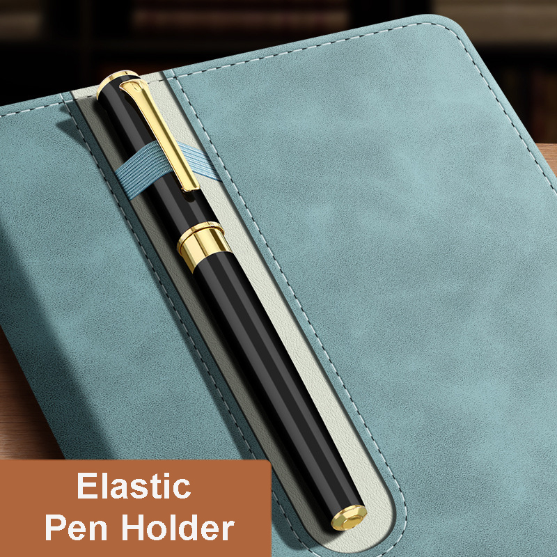A5 Hardcover Leather Notebook With Front Pen Holder, College Ruled Lined Notebook with Pen Holder, for School Office Travel