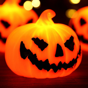 Halloween 3D Pumpkin Lights Jack-O-Lantern, Battery Operated Lights With Hole for Hanging, Indoor Outdoor Decor Party Decorations