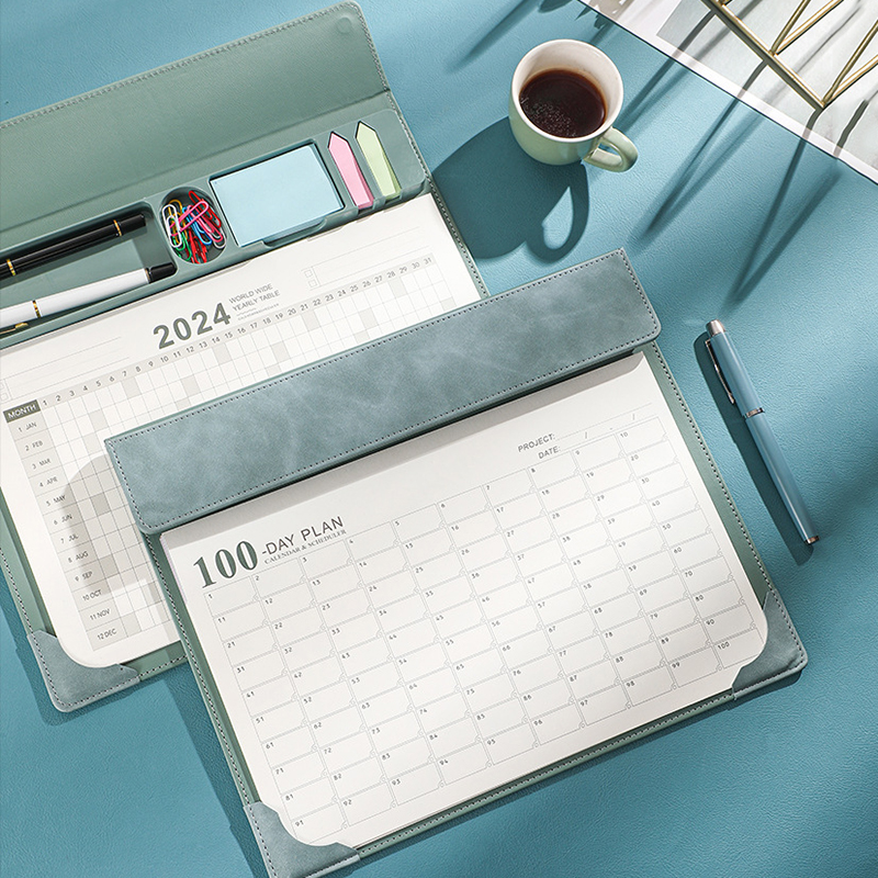 Multi-function 2024 Desk Calendar Mouse Pad With Memo Pads, Bookmark Sticker, and Storage Space, Office, Work, and School Supplies