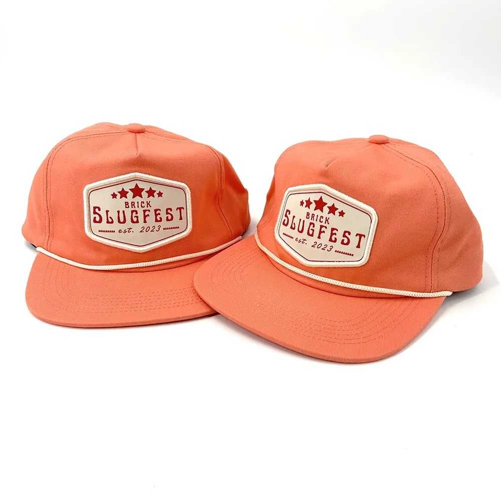 5 Panel Unstructured Cotton Baseball Caps With Rope
