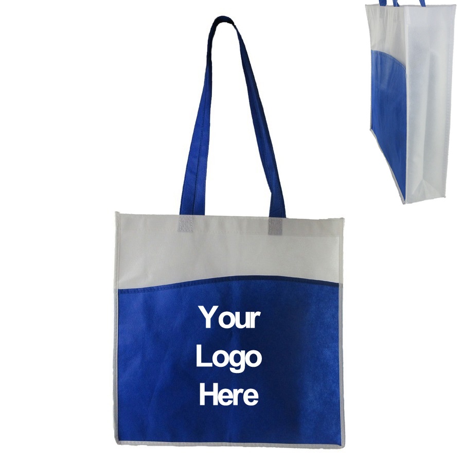 Two-tone Non-woven Tote Bag with Front Pocket