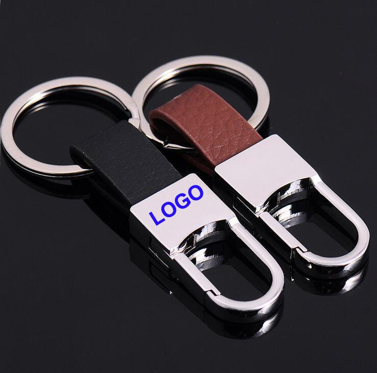 Custom Elegant Metal Leather Keychain