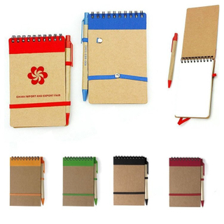 Imprinted Eco Pocket Spiral Notebook and Pen