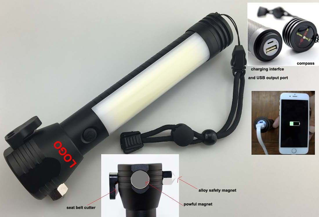 Print Outdoor Multifunctional Safety Hammer Flashlight