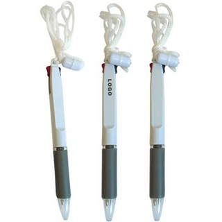 Dual Color Ink Pen With Neck Lanyard 