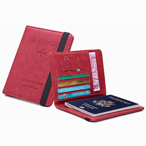 PU Leather RFID Blocking Passport Holder With Elastic Strap