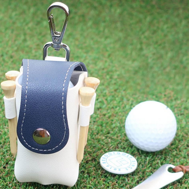 PU Leather Golf Ball Pouch Golfer Sports Belt Waist Bag Golf Sports Accessory can Hold 2 Balls and 4 Golf Tees