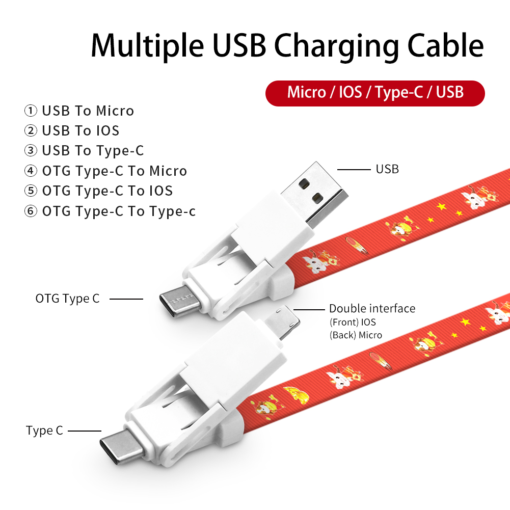 6-in-1 Tape Measure USB Charging Cable Lanyard