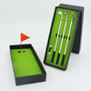 Golf Club Shaped Pen Set with Mini Course Gift Box, Mini Desktop Golf Club Ballpoint Pen Set