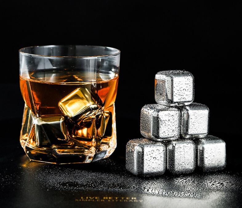 Stainless Steel Ice Cubes Reusable Chilling Beverage Rocks with Freezing Tray & Tongs