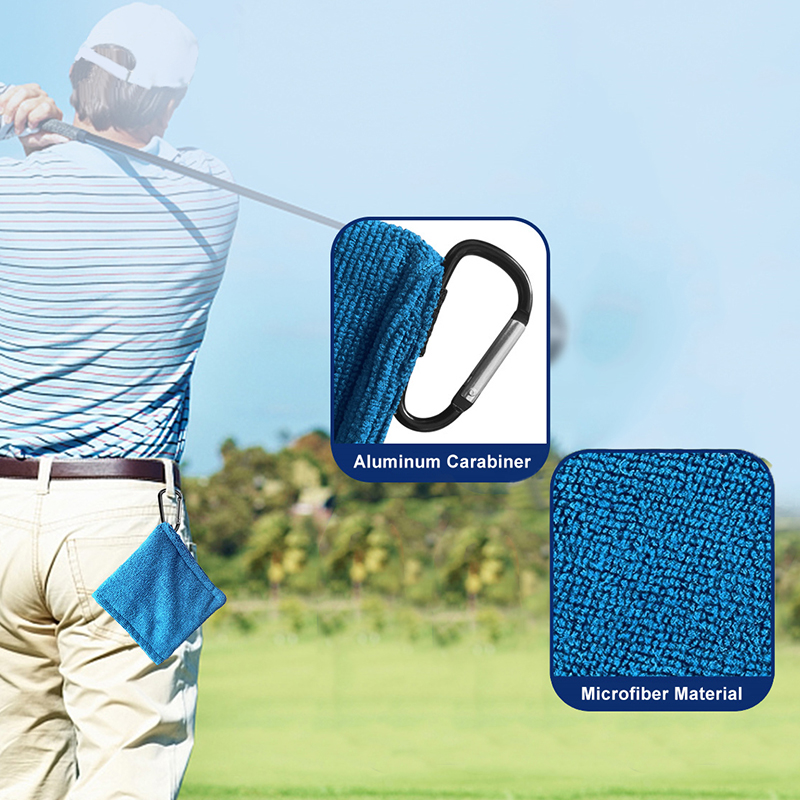 Microfiber Golf Ball Cleaner Towel With Carabiner, 5.5" * 5.5"