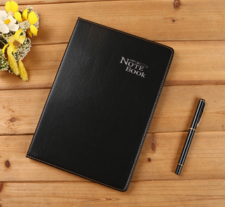 Black PU Leather Noodles Simple 18K Business Notebook Student Laptop Conference Notepad