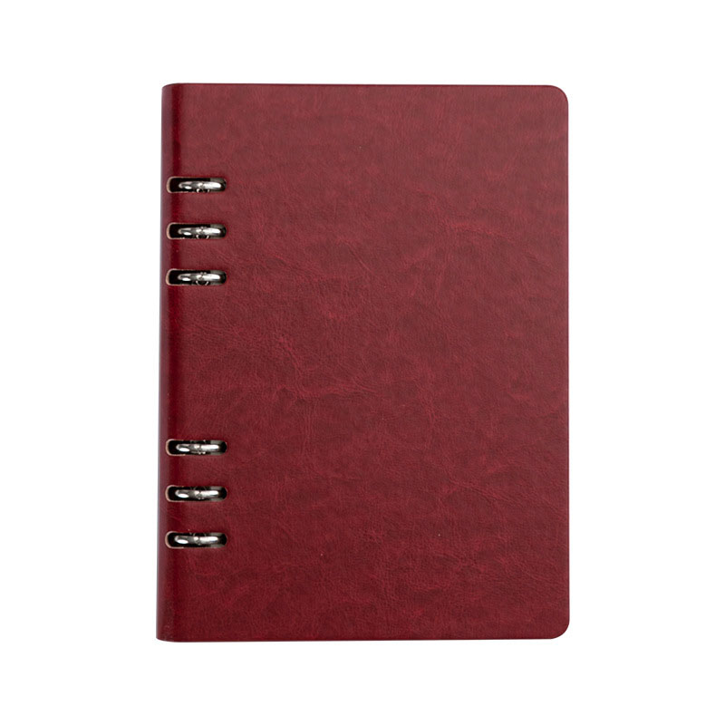 PU Leather Refillable Binder Loose-leaf Spiral Business Notebook Journal With 6 Round Rings