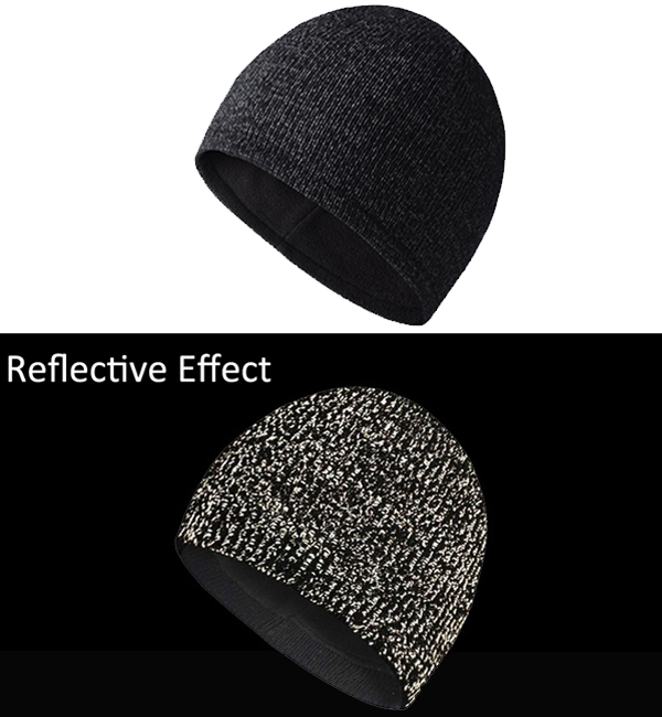 Reflective Knit Hat Safety Beanies High Visibility Beanie Knit Caps with Reflective Thread