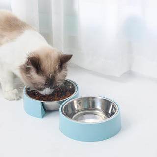 Double Cat Bowls Stainless Steel Pet Bowls No-Spill Base Food Water Feeder for Puppies Cats Small Dogs