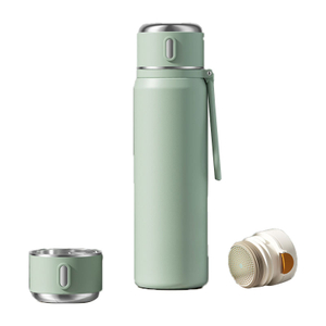 19 oz. Vacuum Insulated 316 Stainless Steel Water Bottle, Wide Mouth Thermos With Silicone Handle