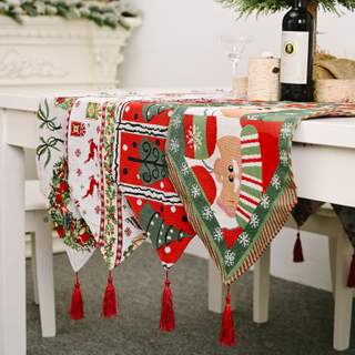 Knitted Fabric Christmas Table Runner Xmas Winter Holiday Table Runners Christmas Decorations Indoor Kitchen Table Decor