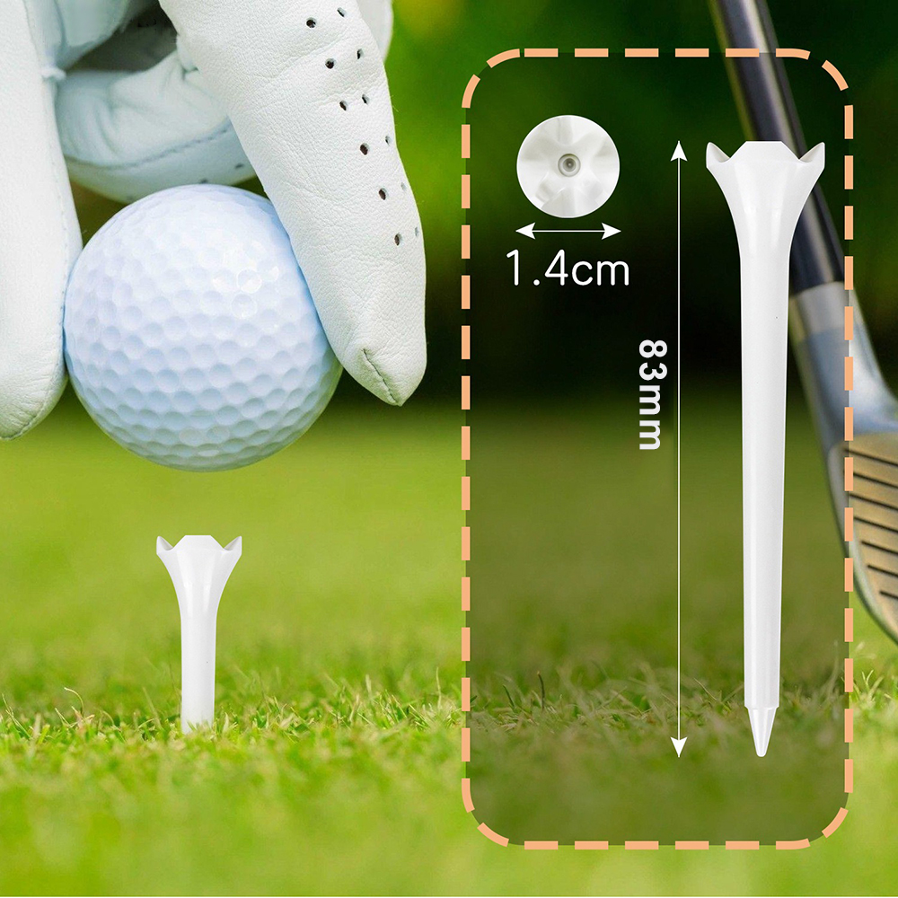 Reinforced Plastic Golf Tees - 3.25" Tall with Wide Four-Prong Cup and Custom Logo