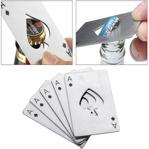Stainless Steel Portable Poker Credit Card Bottle Openers Metal Beer Can Cap Openers for Wallet Pocket