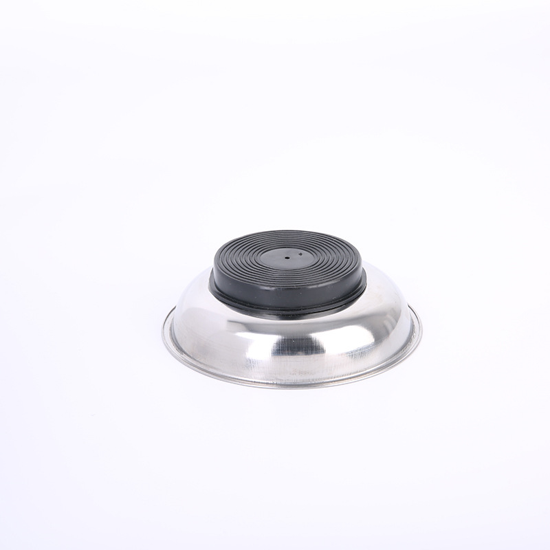 Round Magnetic Tool Tray Parts Holder 6 Inch Stainless Steel Construction with Soft Rubber Base