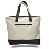 Two-Tone 12oz Cotton Canvas Tote Bag with Zipper Pocket, Large Reusable Grocery Shopping Tote