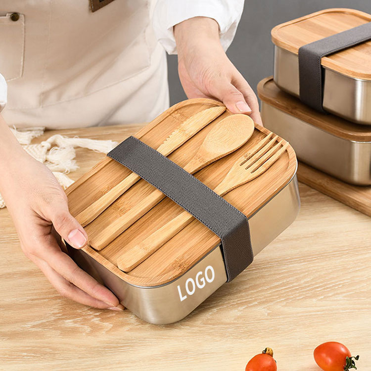 Stainless Steel Bamboo Cover Food Grade Stainless Steel Outdoor Portable