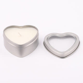Empty Heart Shaped Silver Metal Tins with Clear Window for Candle Making, Candies, Gifts & Treasures