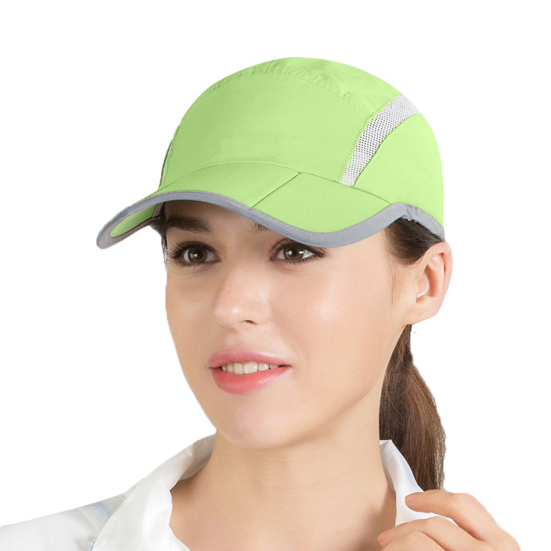 Foldable Mesh Sports Cap with Reflective Stripe Breathable Sun Runner Cap