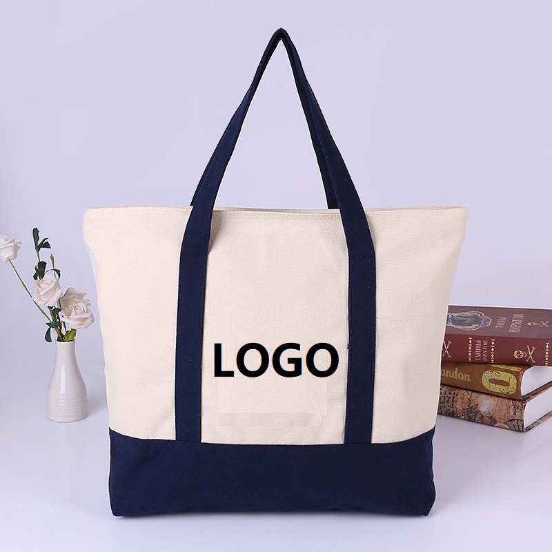 Super Strong Large 12oz Cotton Canvas Tote Bag Reusable Grocery Shopping Fashionable Two-Tone for Crafts