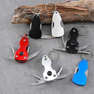 5-in-1 Screwdriver Key Chain Screwdriver Bottle Opener Knife Multi-Tool Key Ring with LED Flashlight