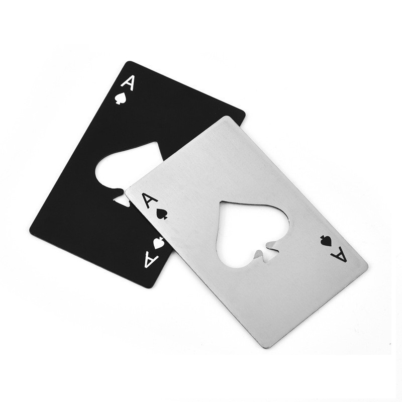 Stainless Steel Portable Poker Credit Card Bottle Openers Metal Beer Can Cap Openers for Wallet Pocket