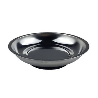Round Magnetic Tool Tray Parts Holder 4 Inch Stainless Steel Construction with Soft Rubber Base 