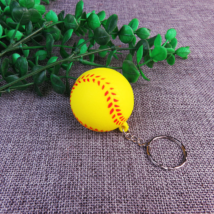 Mini Baseball Stress Reliever w/ Keychains