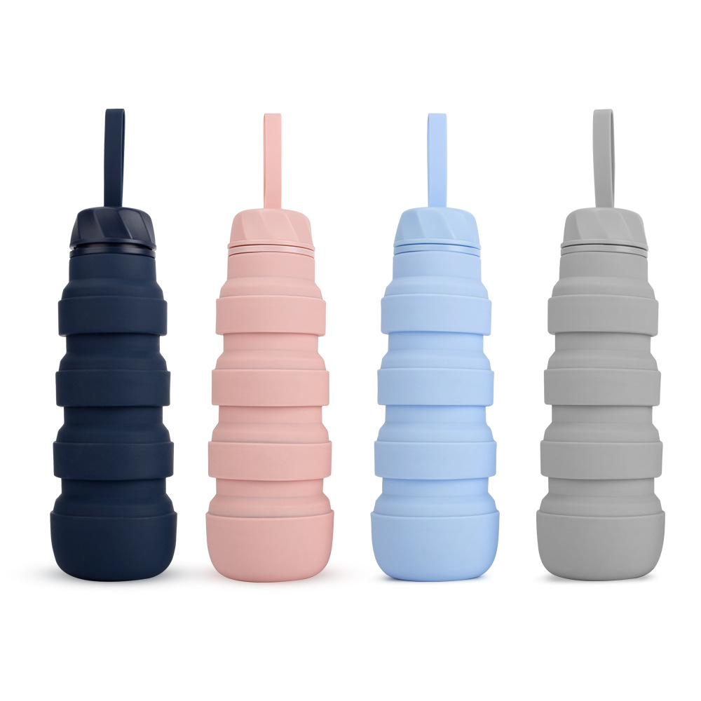 Collapsible Silicone Water Bottles With Handle, Convenient Folding Water Cup