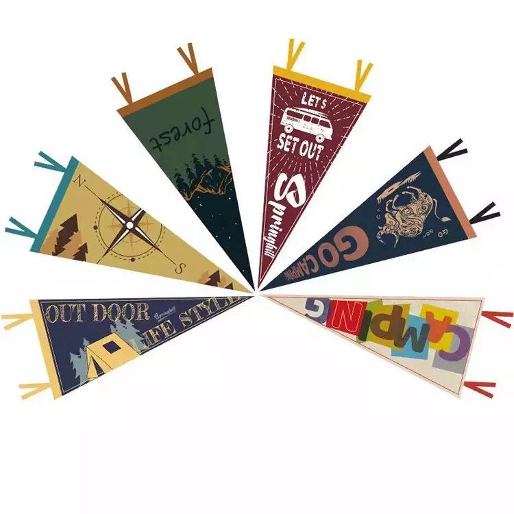 Custom Logo Advertising Triangle Sport Felt Pennant Flag Banner Party School Home Decor