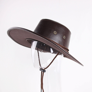Unisex Faux Leather Western Wide Brim Cowboy Hats